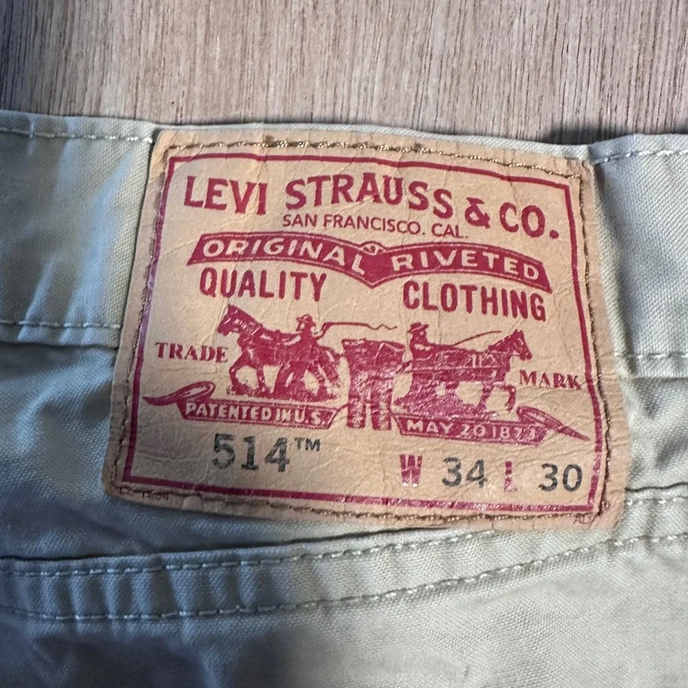 Levi Strauss 514 Jeans Slim Straight Tan Chino Pants Mens W34 L30